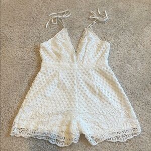White Lace Halter Romper
